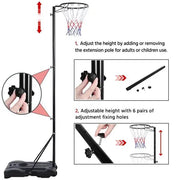 Yaheetech Height Adjustable Netball Post 171-305cm With Wheeled Fillable Base Yaheetech Height Adjustable Netball Post 171-305cm