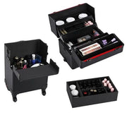 Yaheetech 3-in-1 Aluminum Cosmetic Case Professional Makeup Train Case 3-in-1 Aluminum Cosmetic Case Professional Makeup Train Case