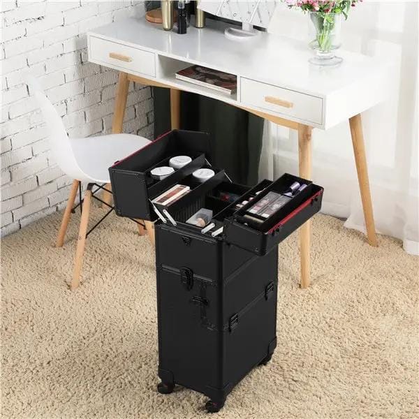 Yaheetech 3-in-1 Aluminum Cosmetic Case Professional Makeup Train Case 3-in-1 Aluminum Cosmetic Case Professional Makeup Train Case