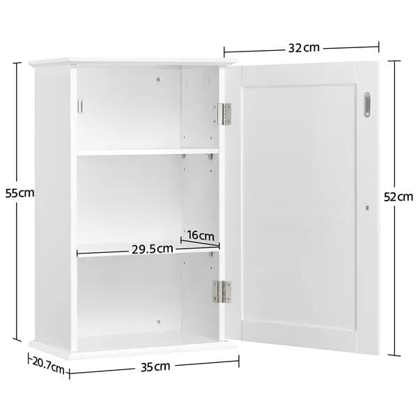 Wall Mounted Cabinet 3 Tiers Storage Single Door by Yaheetech