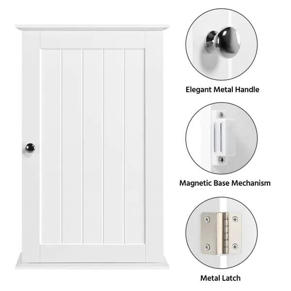 Wall Mounted Cabinet 3 Tiers Storage Single Door by Yaheetech