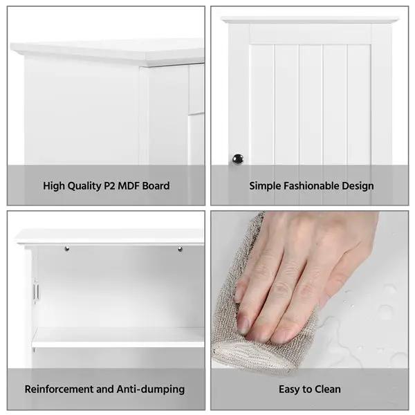 Wall Mounted Cabinet 3 Tiers Storage Single Door by Yaheetech