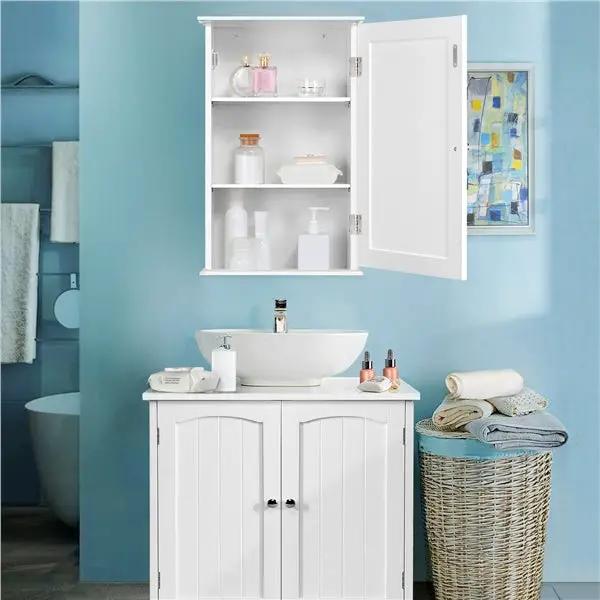 Wall Mounted Cabinet 3 Tiers Storage Single Door by Yaheetech