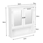 Wooden Wall Mount Living Room Wall Cabinet with Double Mirror by Yaheetech