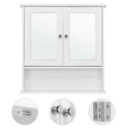 Wooden Wall Mount Living Room Wall Cabinet with Double Mirror by Yaheetech