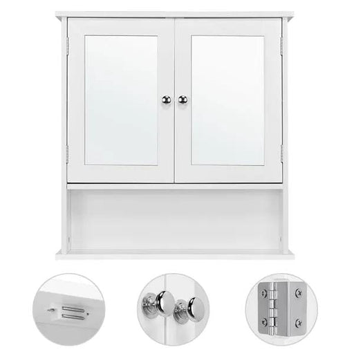 Yaheetech Wooden Wall Mount Living Room Wall Cabinet with Double Mirror Wooden Wall Mount Living Room Wall Cabinet with Double Mirror