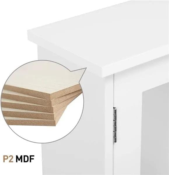 Wooden Wall Mount Living Room Wall Cabinet with Double Mirror by Yaheetech