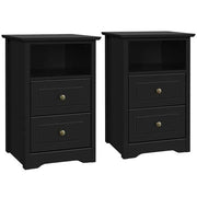 2PCS End Table with 2 Drawer and 1 Cubby Side Table Night Stand End Table by Yaheetech