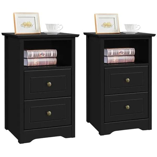 Yaheetech 2PCS End Table with 2 Drawer and 1 Cubby Side Table Night Stand End Table 2PCS End Table with 2 Drawer and 1 Cubby Side Table Night Stand End Table