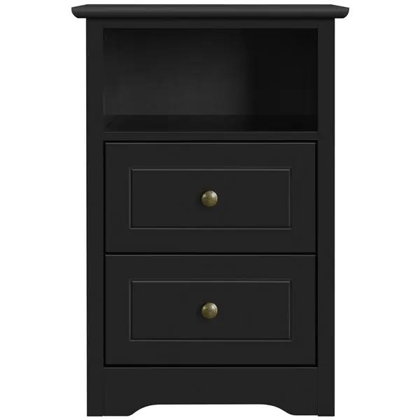 2PCS End Table with 2 Drawer and 1 Cubby Side Table Night Stand End Table by Yaheetech