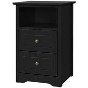 2PCS End Table with 2 Drawer and 1 Cubby Side Table Night Stand End Table by Yaheetech