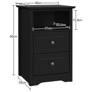 2PCS End Table with 2 Drawer and 1 Cubby Side Table Night Stand End Table by Yaheetech
