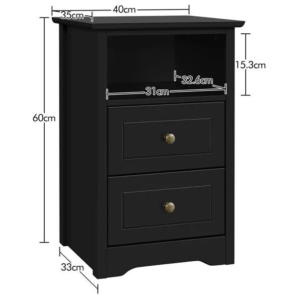 2PCS End Table with 2 Drawer and 1 Cubby Side Table Night Stand End Table by Yaheetech
