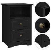 2PCS End Table with 2 Drawer and 1 Cubby Side Table Night Stand End Table by Yaheetech
