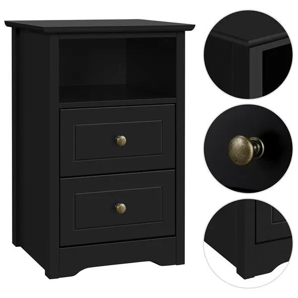 2PCS End Table with 2 Drawer and 1 Cubby Side Table Night Stand End Table by Yaheetech