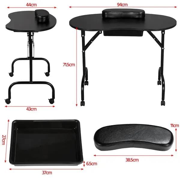 Yaheetech Folding Manicure Table and Adjustable Height Salon Stool Set Folding Manicure Table And Adjustable Stool Set