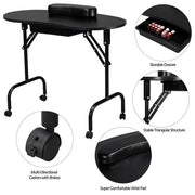Yaheetech Folding Manicure Table and Adjustable Height Salon Stool Set Folding Manicure Table And Adjustable Stool Set