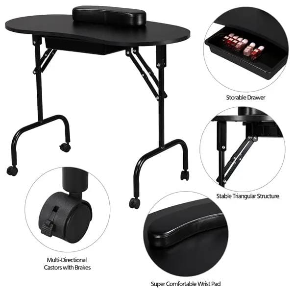 Yaheetech Folding Manicure Table and Adjustable Height Salon Stool Set Folding Manicure Table And Adjustable Stool Set