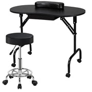 Yaheetech Folding Manicure Table and Adjustable Height Salon Stool Set Folding Manicure Table And Adjustable Stool Set