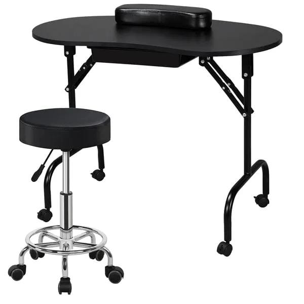 Yaheetech Folding Manicure Table and Adjustable Height Salon Stool Set Folding Manicure Table And Adjustable Stool Set