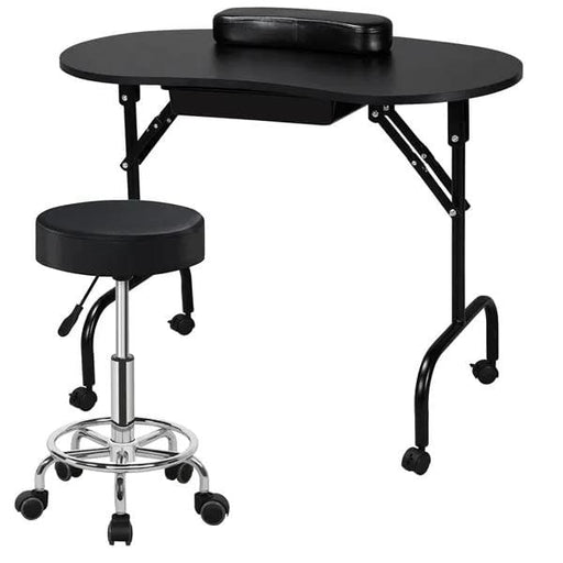 Yaheetech Folding Manicure Table and Adjustable Height Salon Stool Set Folding Manicure Table And Adjustable Stool Set