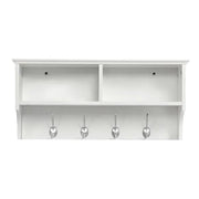 Hallway Coat Hook & Storage Unit White 4 Hooks Storage by Yaheetech