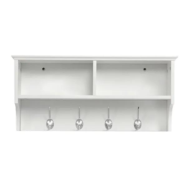 Hallway Coat Hook & Storage Unit White 4 Hooks Storage by Yaheetech