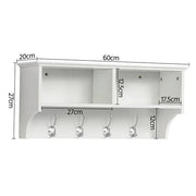 Hallway Coat Hook & Storage Unit White 4 Hooks Storage by Yaheetech