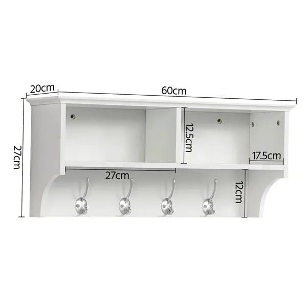 Hallway Coat Hook & Storage Unit White 4 Hooks Storage by Yaheetech