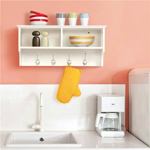 Hallway Coat Hook & Storage Unit White 4 Hooks Storage by Yaheetech
