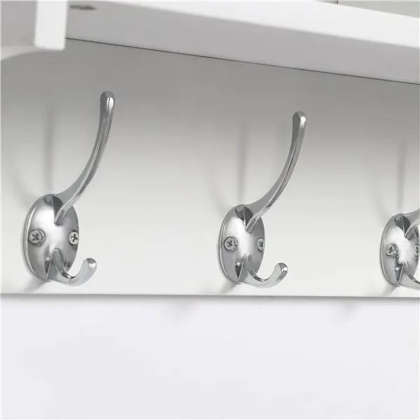 Hallway Coat Hook & Storage Unit White 4 Hooks Storage by Yaheetech