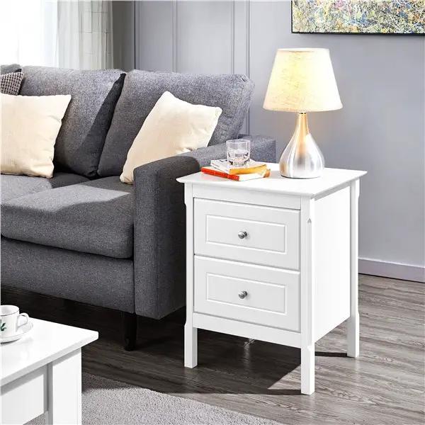 Yaheetech 2pcs End Table with 2 Drawers Side Table Nightstand 2pcs End Table with 2 Drawers Side Table Nightstand