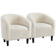 Yaheetech Ivory Boucle Barrel Chair – Curved Accent Armchair with Wood Legs Ivory Boucle Barrel Chair – Curved Accent Armchair with Wood Legs