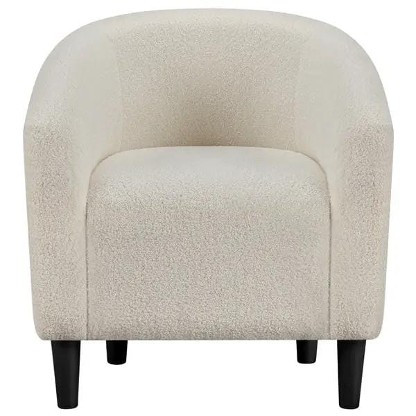 Yaheetech Ivory Boucle Barrel Chair – Curved Accent Armchair with Wood Legs Ivory Boucle Barrel Chair – Curved Accent Armchair with Wood Legs