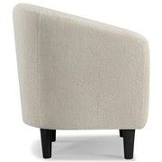 Yaheetech Ivory Boucle Barrel Chair – Curved Accent Armchair with Wood Legs Ivory Boucle Barrel Chair – Curved Accent Armchair with Wood Legs