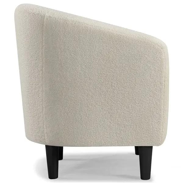 Yaheetech Ivory Boucle Barrel Chair – Curved Accent Armchair with Wood Legs Ivory Boucle Barrel Chair – Curved Accent Armchair with Wood Legs