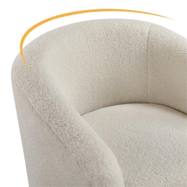 Yaheetech Ivory Boucle Barrel Chair – Curved Accent Armchair with Wood Legs Ivory Boucle Barrel Chair – Curved Accent Armchair with Wood Legs