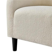 Yaheetech Ivory Boucle Barrel Chair – Curved Accent Armchair with Wood Legs Ivory Boucle Barrel Chair – Curved Accent Armchair with Wood Legs