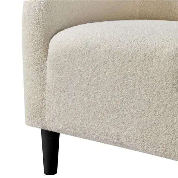Yaheetech Ivory Boucle Barrel Chair – Curved Accent Armchair with Wood Legs Ivory Boucle Barrel Chair – Curved Accent Armchair with Wood Legs