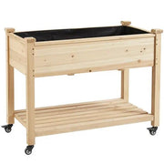 Raised Garden Bed Elevated Garden Bed with Wheels Fir Wood Planting Bed by Yaheetech