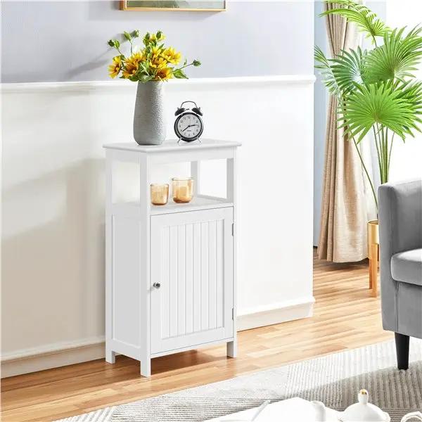4-Tier Bathroom Floor Cabinet with Single Door & Adjustable Shelf by Yaheetech