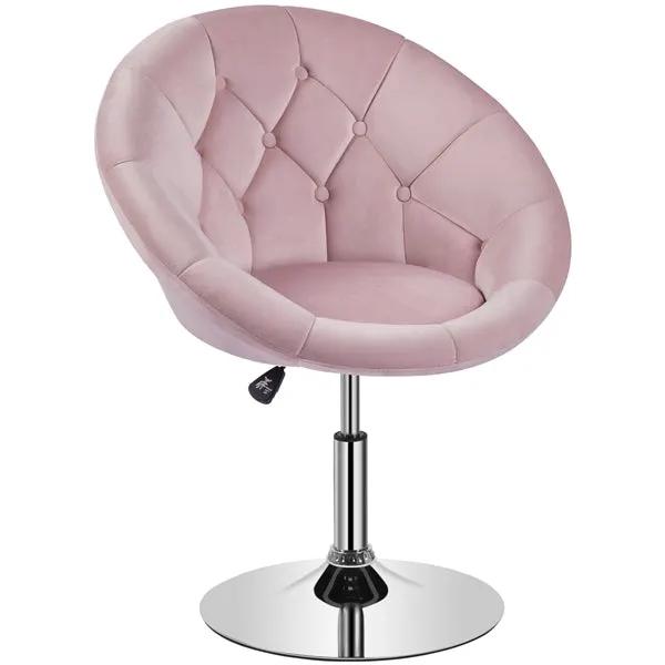 Makeup Vanity Chair Tufted Style Barrel Chair Contemporary Round Tufted Back Chair by Yaheetech