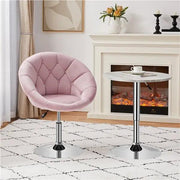 Makeup Vanity Chair Tufted Style Barrel Chair Contemporary Round Tufted Back Chair by Yaheetech