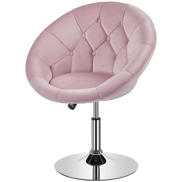 Makeup Vanity Chair Tufted Style Barrel Chair Contemporary Round Tufted Back Chair by Yaheetech