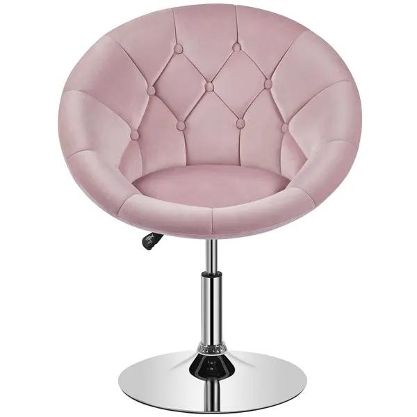 Makeup Vanity Chair Tufted Style Barrel Chair Contemporary Round Tufted Back Chair by Yaheetech