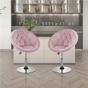 Makeup Vanity Chair Tufted Style Barrel Chair Contemporary Round Tufted Back Chair by Yaheetech
