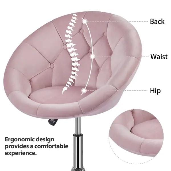 Makeup Vanity Chair Tufted Style Barrel Chair Contemporary Round Tufted Back Chair by Yaheetech