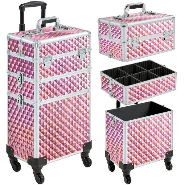 Yaheetech 3-in-1 Rolling Makeup Train Case Portable Cosmetic Trolley 3-in-1 Rolling Makeup Train Case Portable Cosmetic Trolley