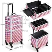 Yaheetech 3-in-1 Rolling Makeup Train Case Portable Cosmetic Trolley 3-in-1 Rolling Makeup Train Case Portable Cosmetic Trolley