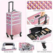 Yaheetech 3-in-1 Rolling Makeup Train Case Portable Cosmetic Trolley 3-in-1 Rolling Makeup Train Case Portable Cosmetic Trolley